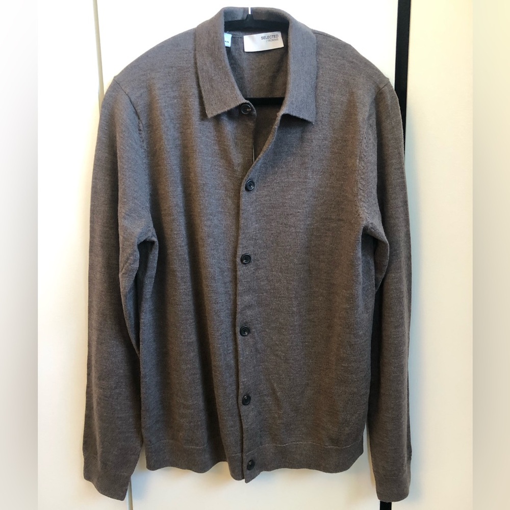 Selected Homme Brown Knit Button Cardigan - Men’s Medium